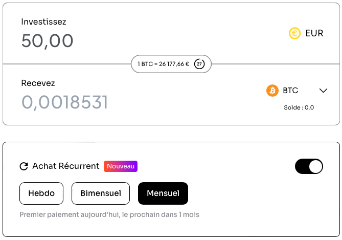 L’achat récurrent (DCA) sur Coinhouse