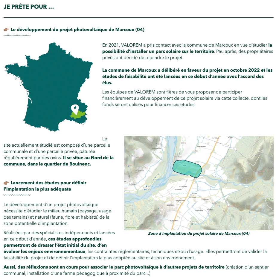 Description d'un projet proposé au financement sur Lendosphere