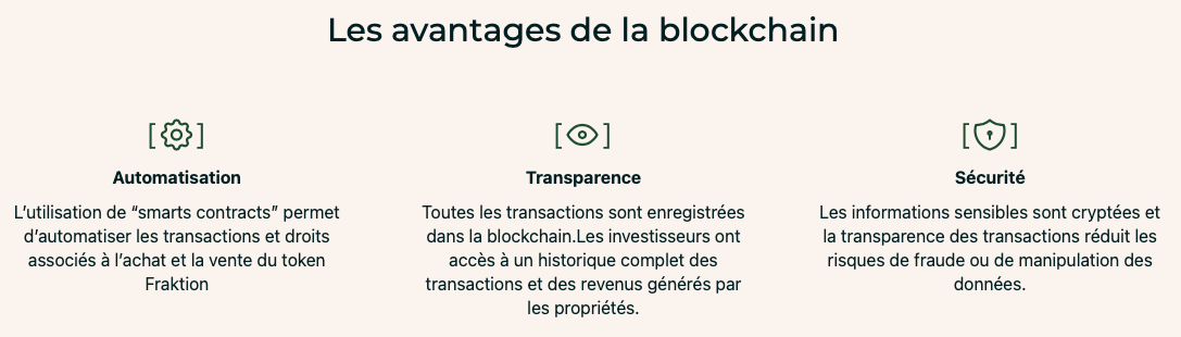 Les avantages de la blockchain (source : Fraktion)