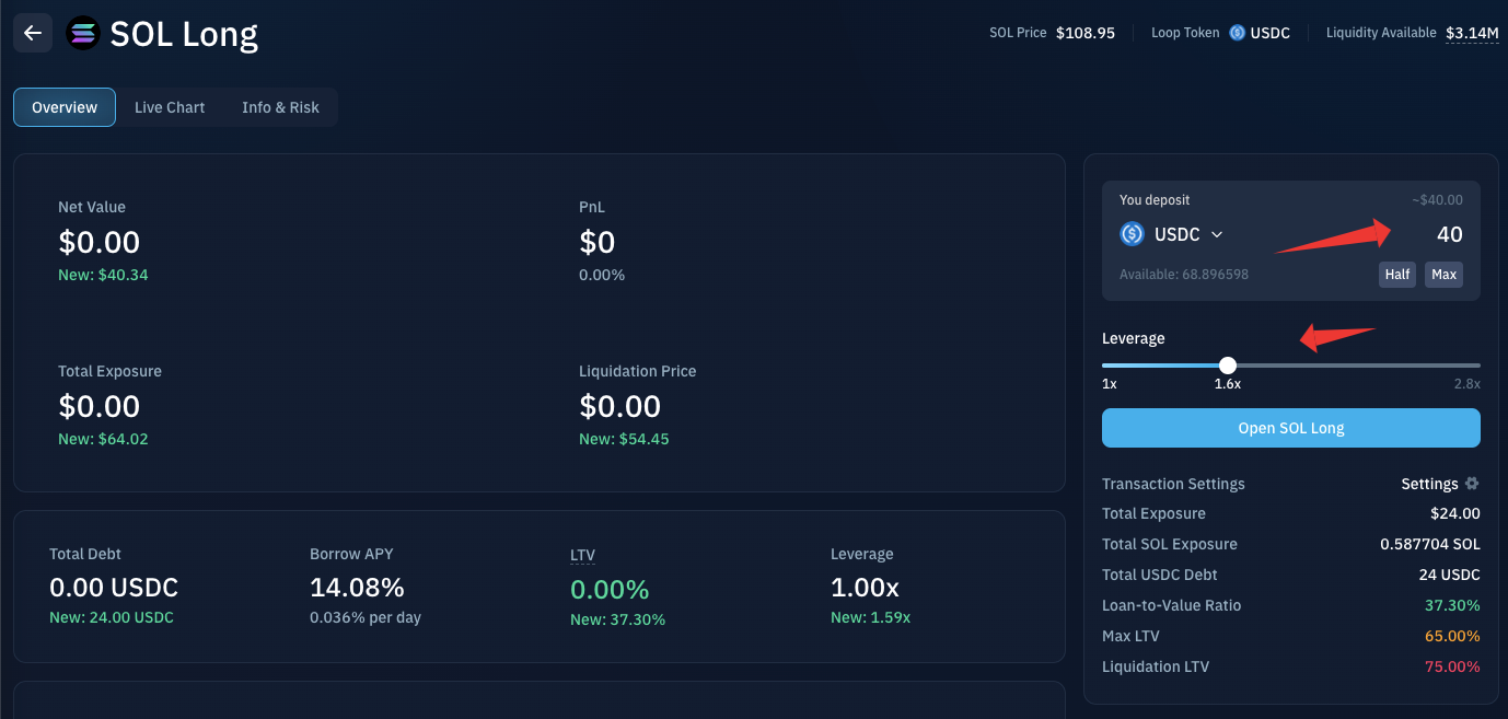 Effet de levier Kamino Finance