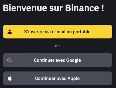 Créer un compte Binance