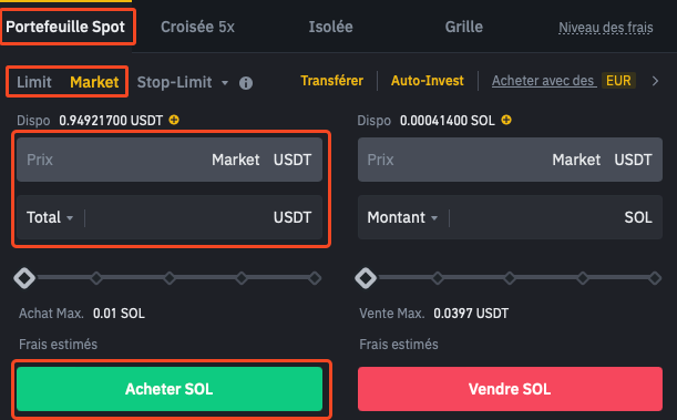 Achat Solana (SOL) sur Binance