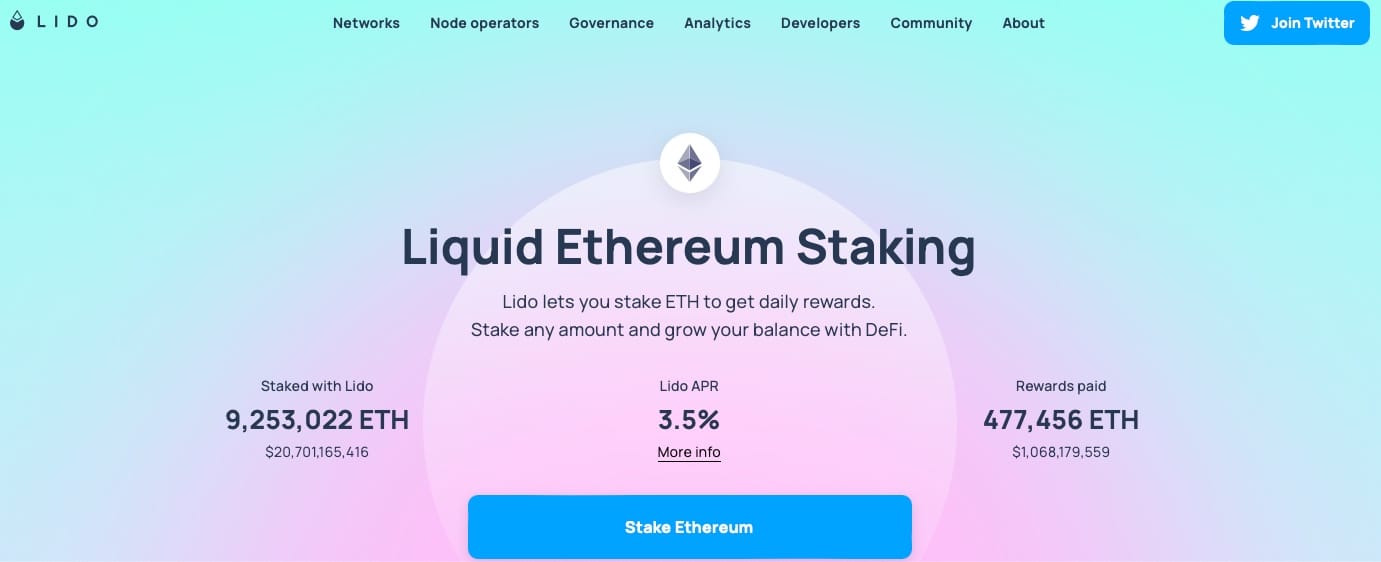 Staking ETH sur le protocole Lido